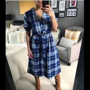 Zara Blue plaid front tie dress